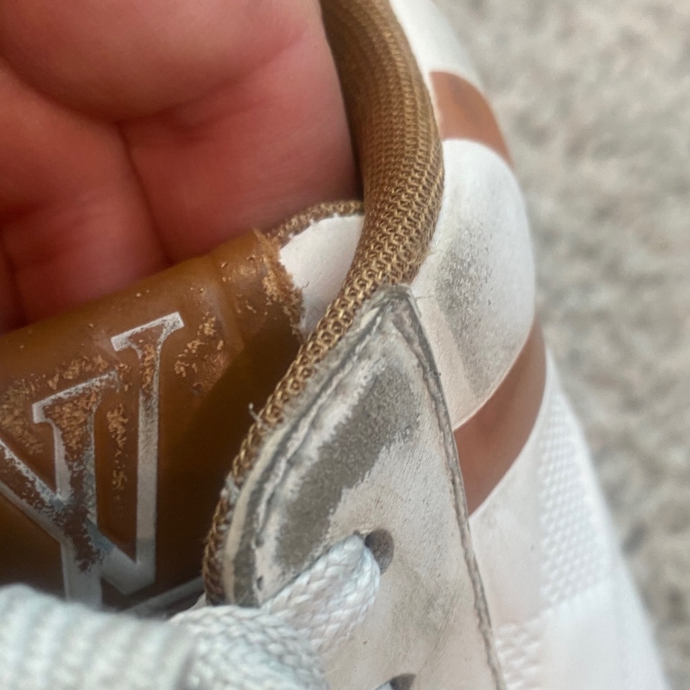 Louis Vuitton Men's White and Brown Logo Sneakers - Picture 9 of 11